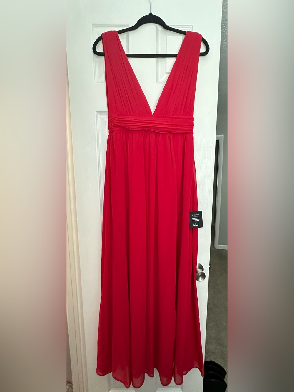 Lulu's Red V-Neck Maxi Skirt